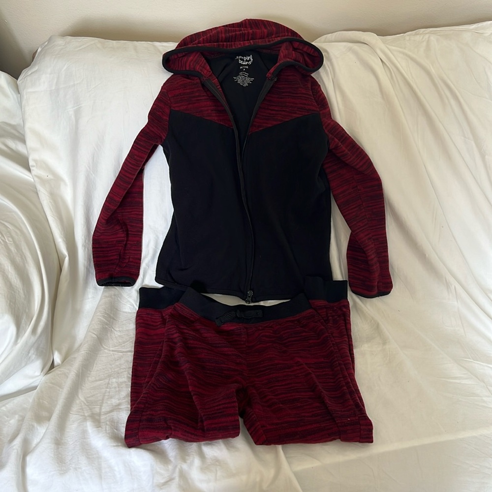 EUC Lightweight Red and Black Two Piece Zip Jacket & Pants